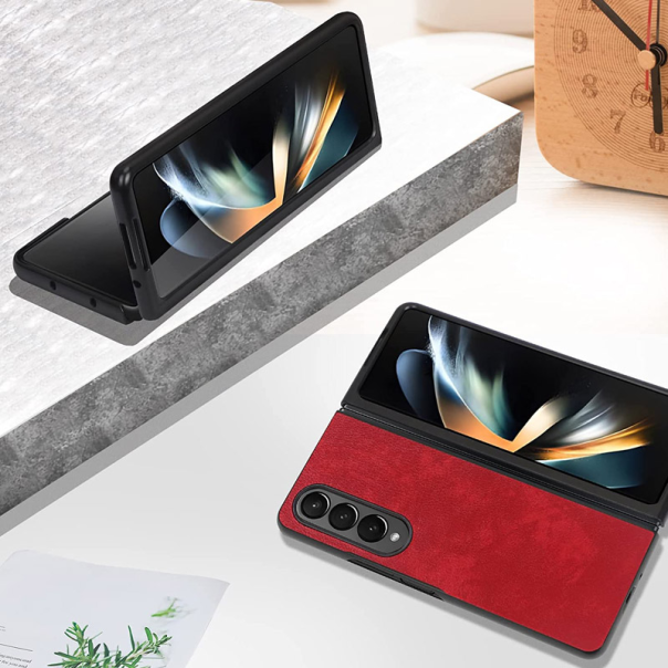 Maska za Samsung Galaxy Z Fold 4 Leather crvena - 057772