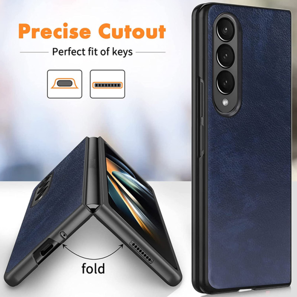 Maska za Samsung Galaxy Z Fold 4 Leather plava - 058115