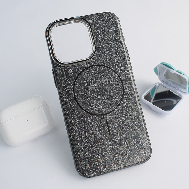 Maska za iPhone 15 Pro Mag Case Fashion Glitter crna - 616372