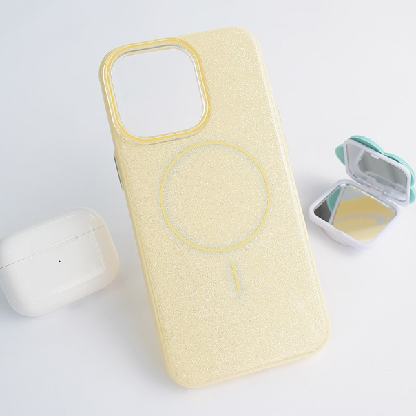 Maska za iPhone 15 Pro Mag Case Fashion Glitter žuta - 616373