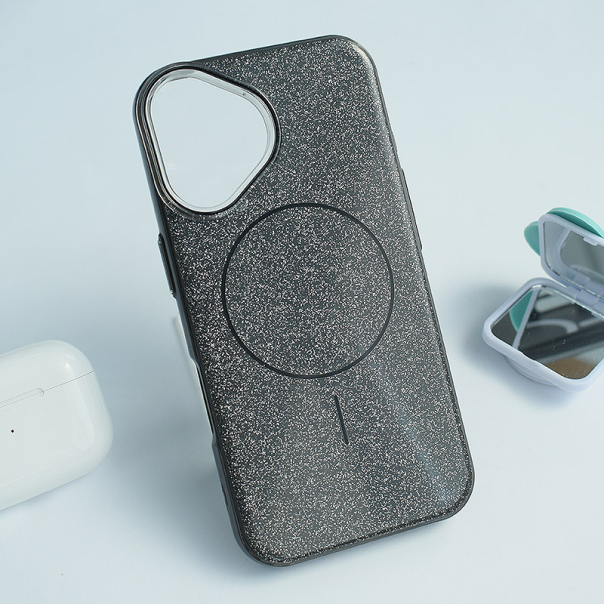 Maska za iPhone 16 Mag Case Fashion Glitter crna - 616362