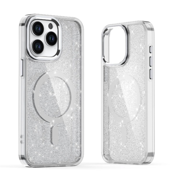 Maska za iPhone 15 Pro Max Mag Case Glitter bela - 614945