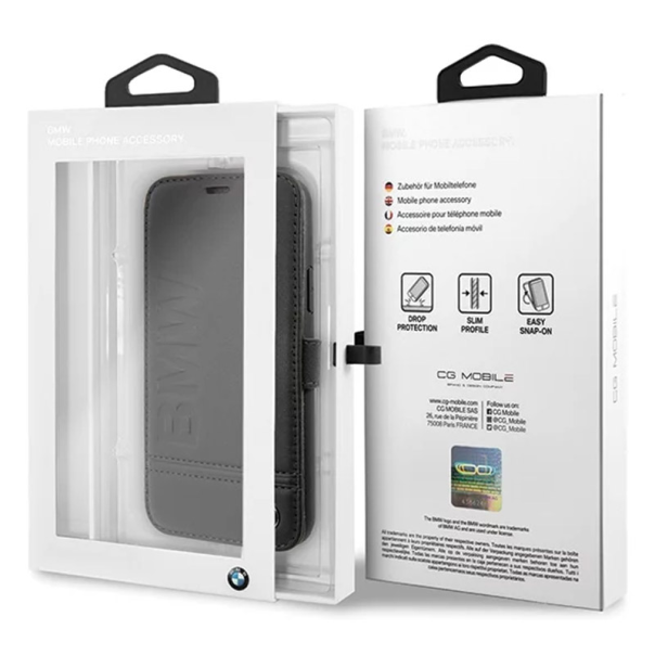 Maska za iPhone 11 Pro crna na preklop BMW Faceplate Flip - BMFLBKSN58LLSB