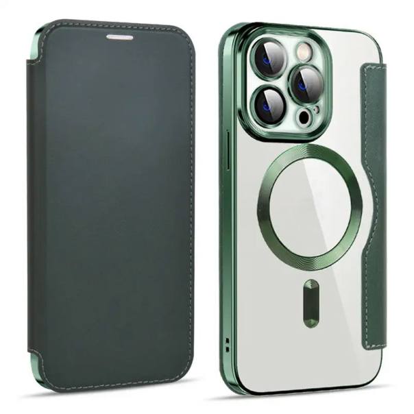 Maska za iPhone 14 Pro Max na preklop Coral Mag Case Book zelena - 600545