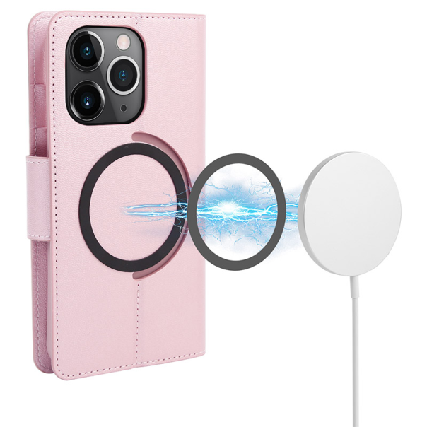 Maska za iPhone 14 Pro Max na preklop Hanman Miny Mag Case roze - 603568