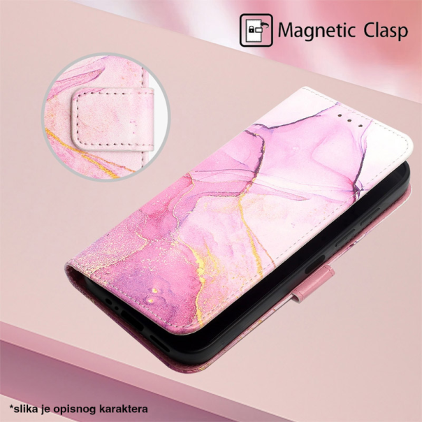 Maska za Honor 400 Pro na preklop Marble pink - 618218
