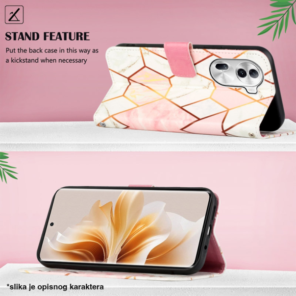 Maska za Honor X6b geometry na preklop Marble roze - 613837