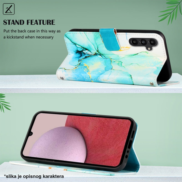 Maska za Xiaomi Redmi 13C 4G/ Poco C65 4G tirkiz na preklop Marble - 614550