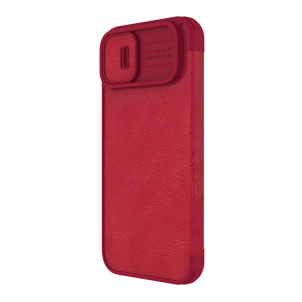 Maska za iPhone 14 na preklop Nillkin Qin Pro crvena - 057427