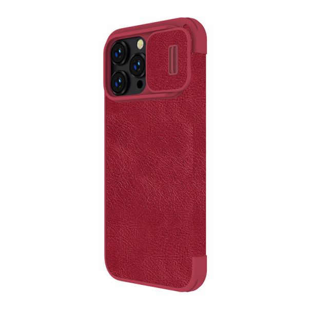 Maska za iPhone 14 Pro Max na preklop Nillkin Qin Pro crvena - 057433