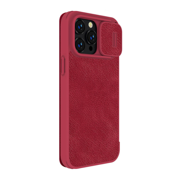 Maska za iPhone 14 Pro Max na preklop Nillkin Qin Pro crvena - 057433