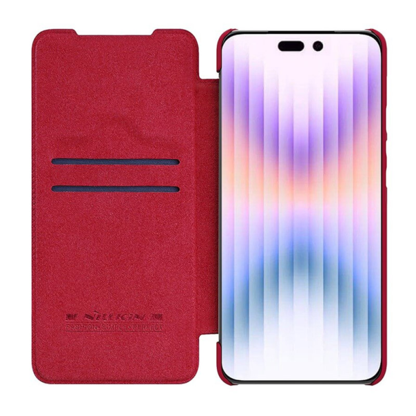 Maska za iPhone 14 Pro Max na preklop Nillkin Qin Pro crvena - 057433