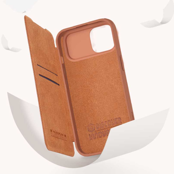 Maska za iPhone 15 Plus na preklop Nillkin Qin Pro crna - 605046