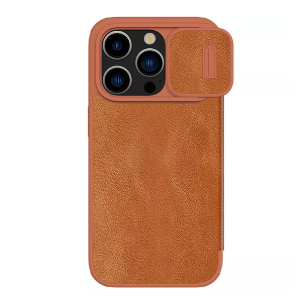 Maska za iPhone 15 Pro Max braon na preklop Nillkin Qin Pro - 605050