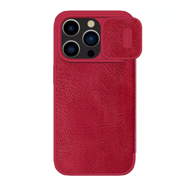 Maska za iPhone 15 Pro Max na preklop Nillkin Qin Pro crvena - 605049