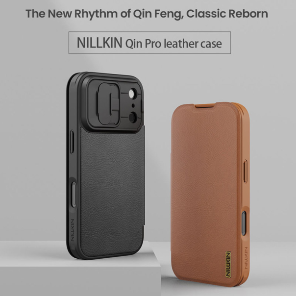 Maska za iPhone 17 Pro na preklop Nillkin Qin Pro crna - 620485