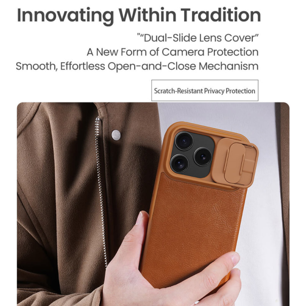 Maska za iPhone 17 Pro na preklop Nillkin Qin Pro crna - 620485