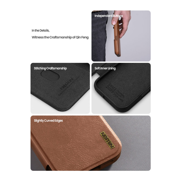 Maska za iPhone 17 Pro Max na preklop Nillkin Qin Pro crna - 620486