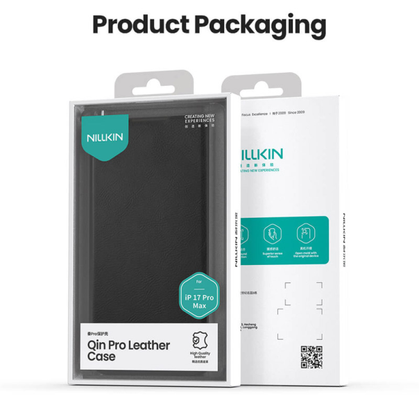 Maska za iPhone 17 Pro Max na preklop Nillkin Qin Pro crna - 620486
