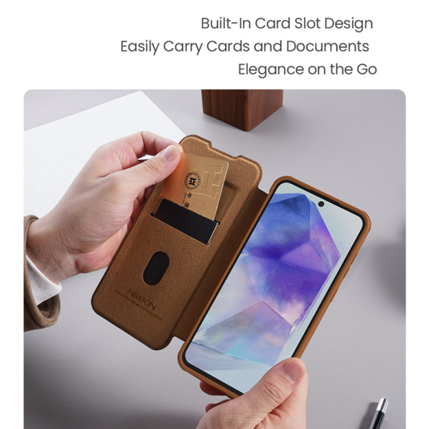 Maska za Samsung A56 5G/ A566B na preklop Nillkin Qin Pro crna - 616143