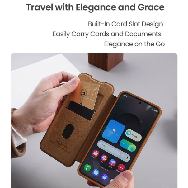 Maska za Samsung S25 Edge na preklop Nillkin Qin Pro crna - 617727