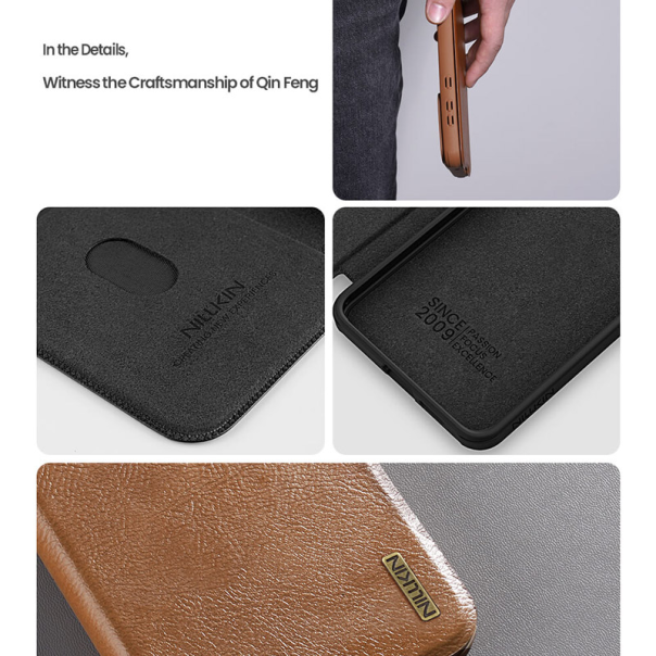 Maska za Samsung S25 Edge na preklop Nillkin Qin Pro crna - 617727