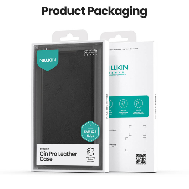 Maska za Samsung S25 Edge na preklop Nillkin Qin Pro crna - 617727