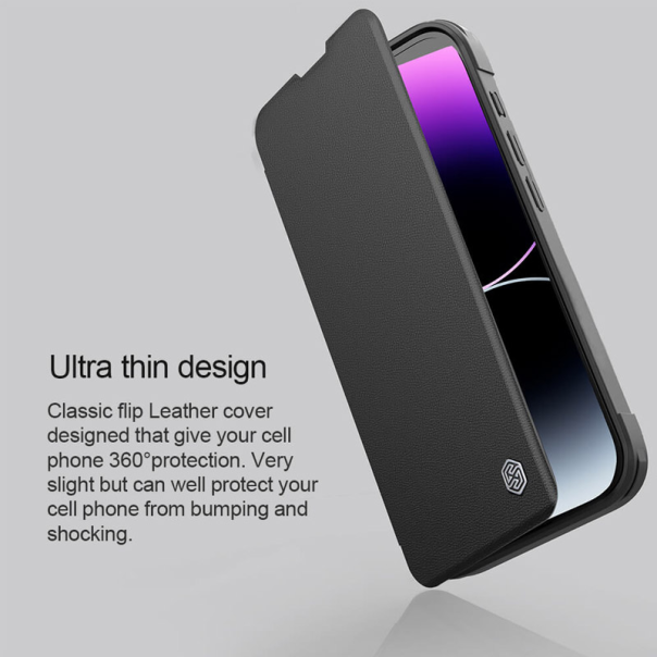 Maska za iPhone 16 na preklop Nillkin Qin Prop crna - 513501