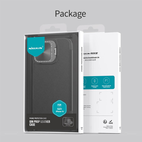 Maska za iPhone 16 na preklop Nillkin Qin Prop crna - 513501