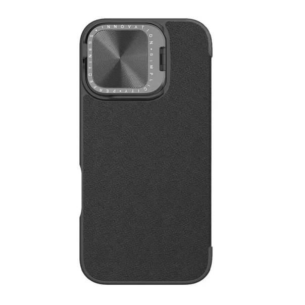 Maska za iPhone 16 (Plain Leather) na preklop Nillkin Qin Prop crna - 513503
