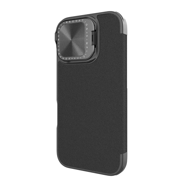 Maska za iPhone 16 (Plain Leather) na preklop Nillkin Qin Prop crna - 513503