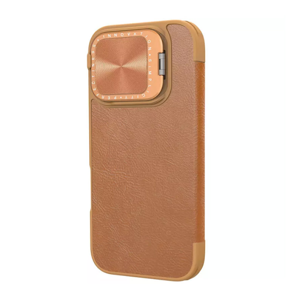 Maska za iPhone 16 Pro braon na preklop Nillkin Qin Prop - 513505