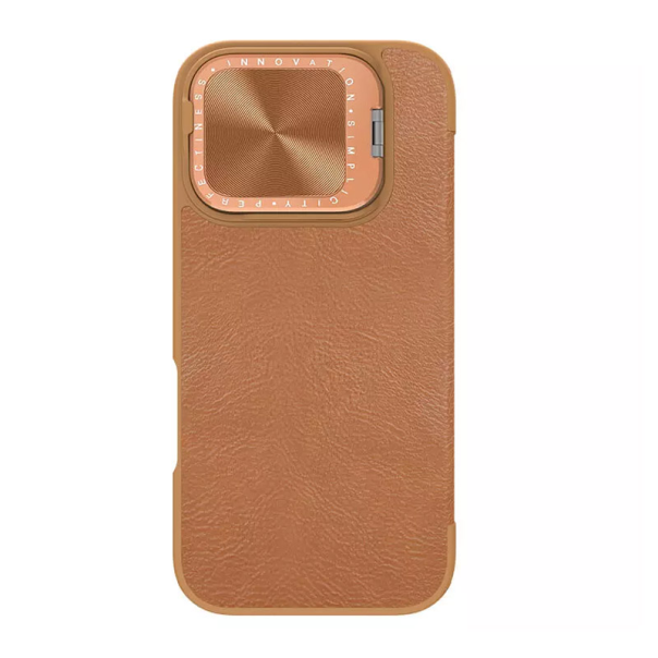 Maska za iPhone 16 Pro braon na preklop Nillkin Qin Prop - 513505