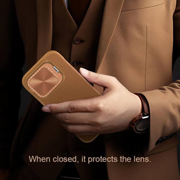 Maska za iPhone 16 Pro na preklop Nillkin Qin Prop crna - 513504