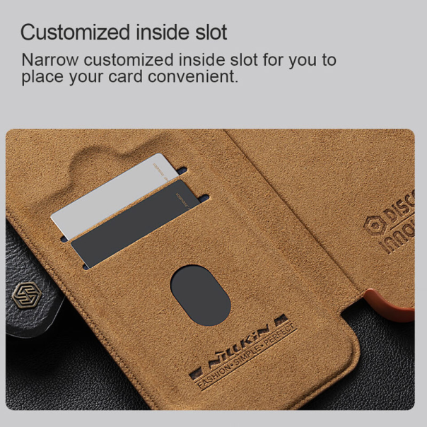 Maska za iPhone 16 Pro na preklop Nillkin Qin Prop crna - 513504