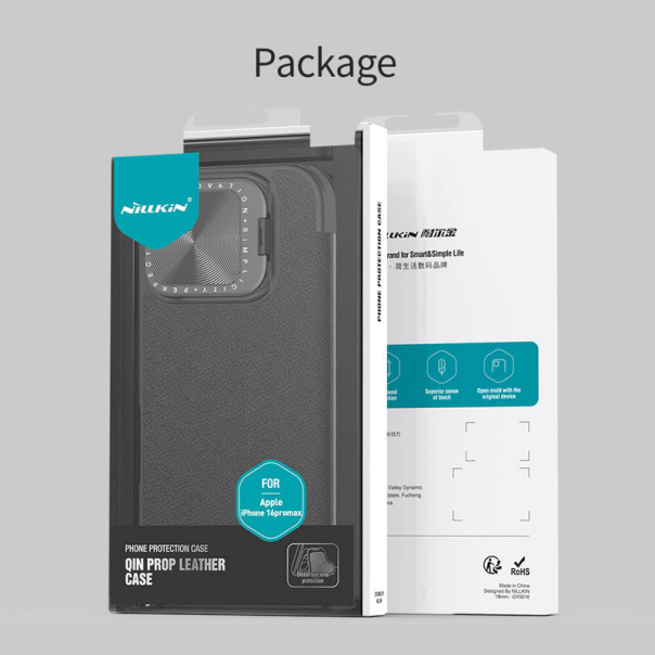 Maska za iPhone 16 Pro Max na preklop Nillkin Qin Prop crna - 513507