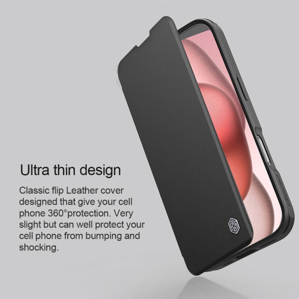 Maska za iPhone 16 Pro Max na preklop Nillkin Qin Prop crna - 513507