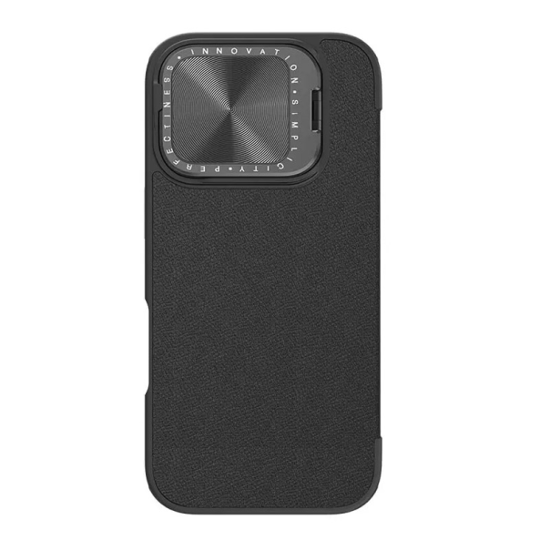 Maska za iPhone 16 Pro Max (Plain Leather) na preklop Nillkin Qin Prop crna - 513508