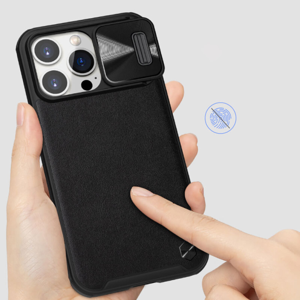 Maska za iPhone 13 Pro Max Nillkin CamShield Leather zelena - 055927