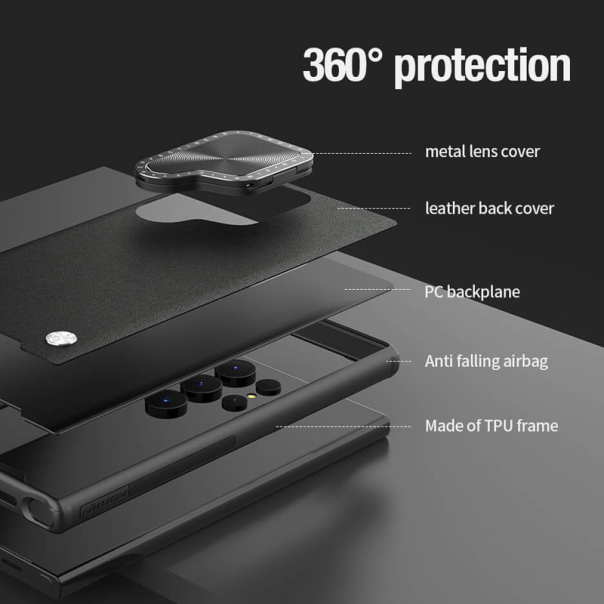 Maska za Samsung S24 Ultra/ S928B Nillkin CamShield Prop Leather crna - 607706