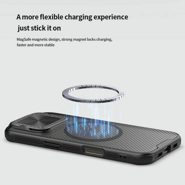 Maska za iPhone 16 Pro Max Nillkin CamShield Prop Magnetic transparent crna - 614696