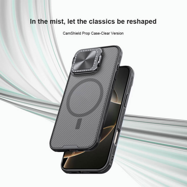 Maska za iPhone 16 Pro Max Nillkin CamShield Prop Magnetic transparent crna - 614696