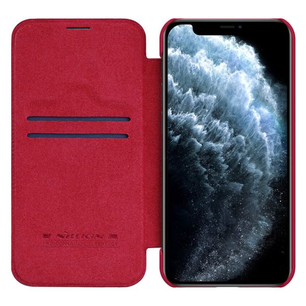 Maska za iPhone 12 mini na preklop Nillkin Qin crvena - 044382