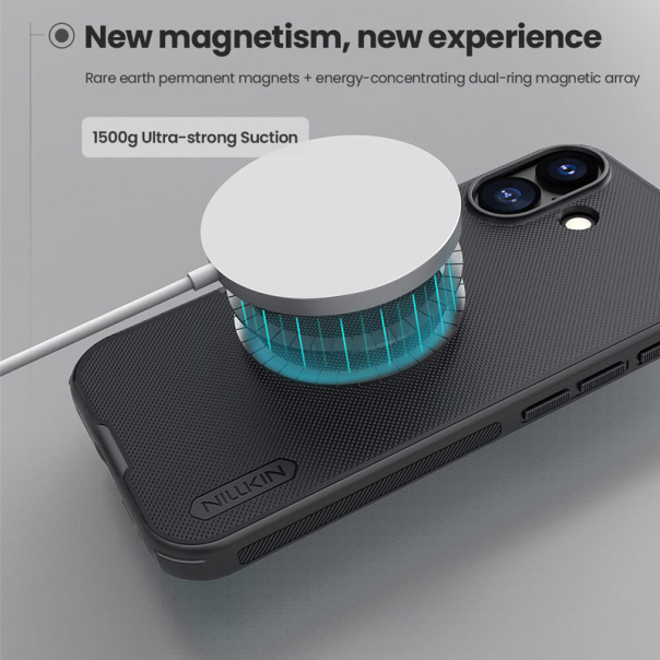 Maska za iPhone 17 (bez otvora za logo) Nillkin Super Frosted Shield Pro Magnetic crna - 620524