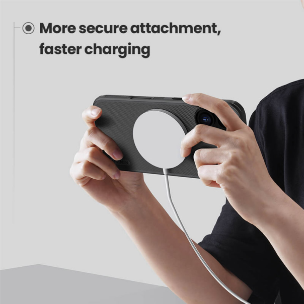 Maska za iPhone 17 (bez otvora za logo) Nillkin Super Frosted Shield Pro Magnetic crna - 620524