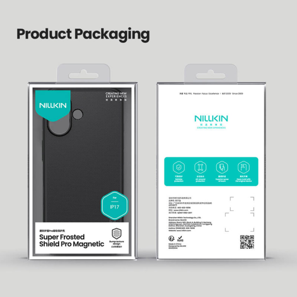 Maska za iPhone 17 (bez otvora za logo) Nillkin Super Frosted Shield Pro Magnetic crna - 620524