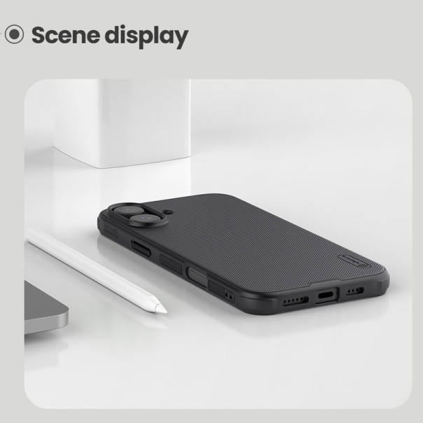 Maska za iPhone 17 (bez otvora za logo) Nillkin Super Frosted Shield Pro crna - 621041
