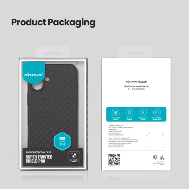 Maska za iPhone 17 (bez otvora za logo) Nillkin Super Frosted Shield Pro crna - 621041