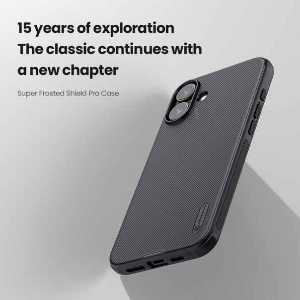 Maska za iPhone 17 (bez otvora za logo) Nillkin Super Frosted Shield Pro crna - 621041