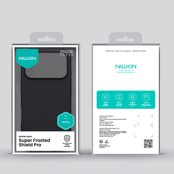 Maska za iPhone 17 Pro (bez otvora za logo) Nillkin Super Frosted Shield Pro crna - 621042